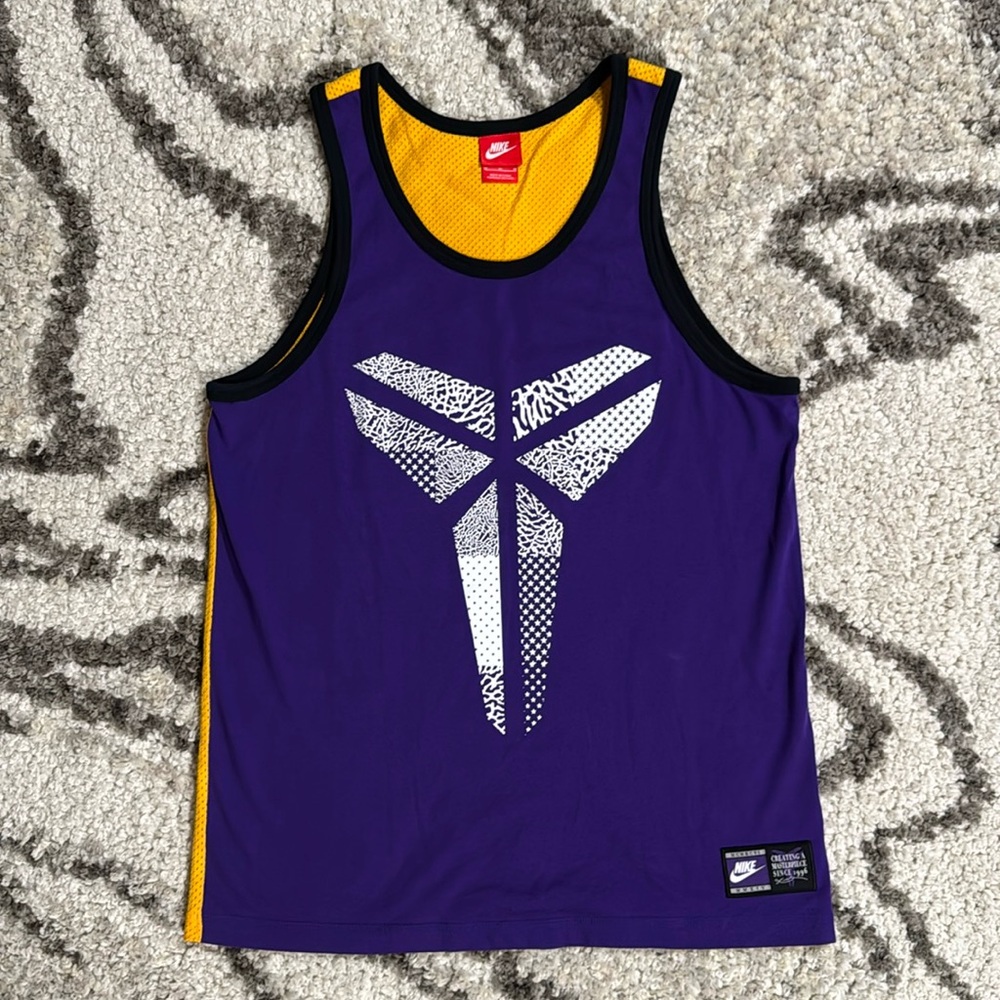 Nike Kobe Bryant Black Mamba tank top purple yellow mesh back cotton mens medium